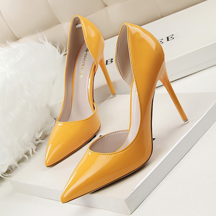 Elegant Women's Patent Leather Pointed Toe Stiletto Heels