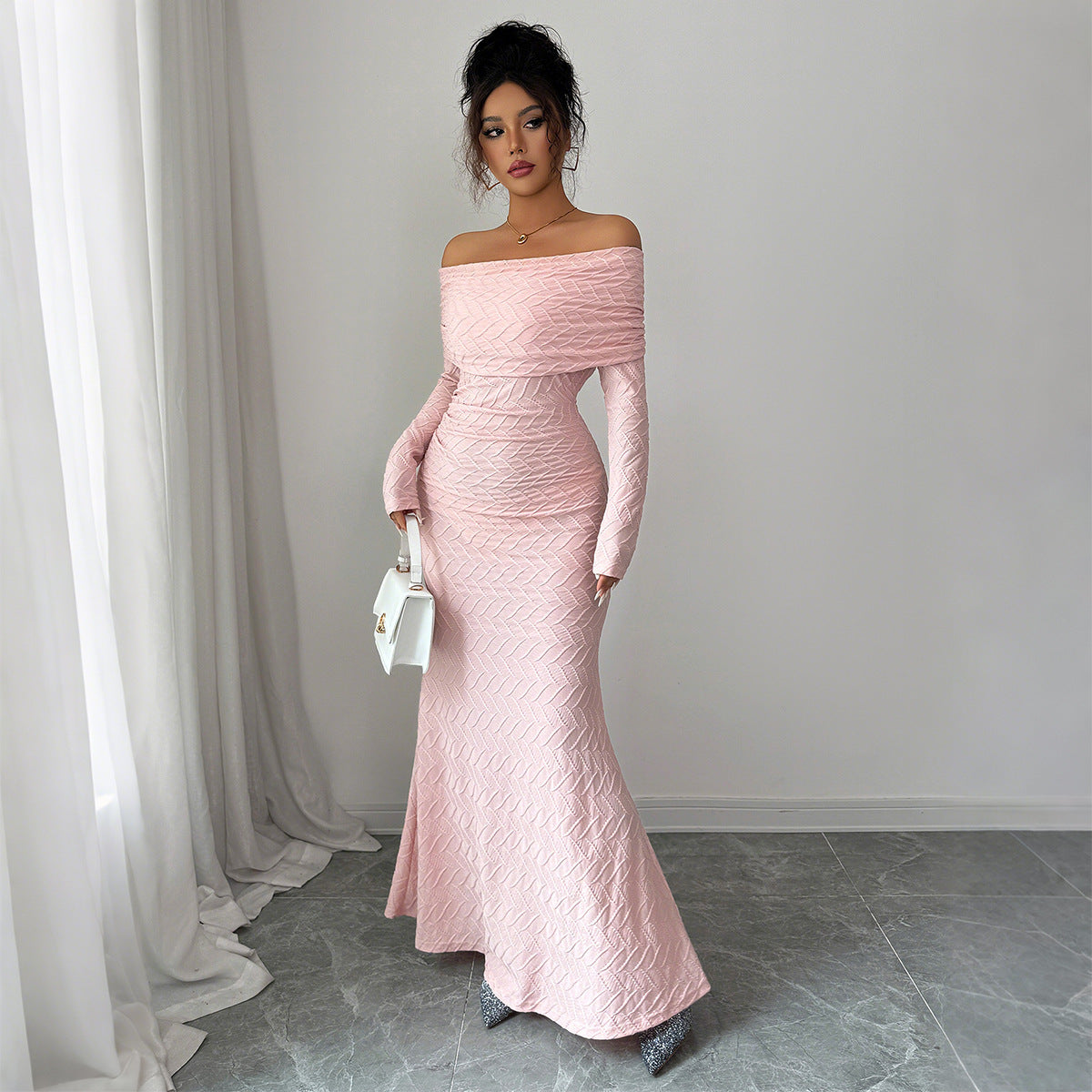 Women's Elegant Off-Shoulder Long Sleeve Dress