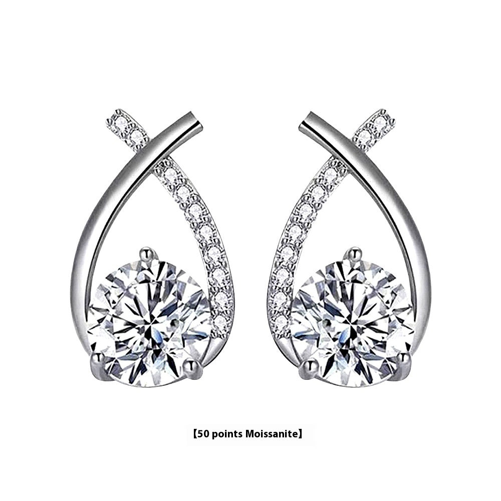 Moissanite Sterling Silver Fishtail Cross Earrings for Women