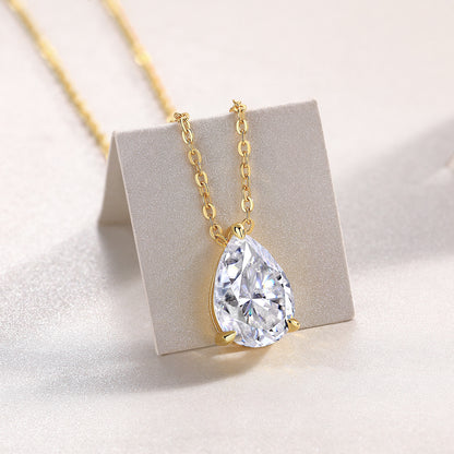 Elegant Moissanite Diamond Necklace S925 Silver Gold Plated