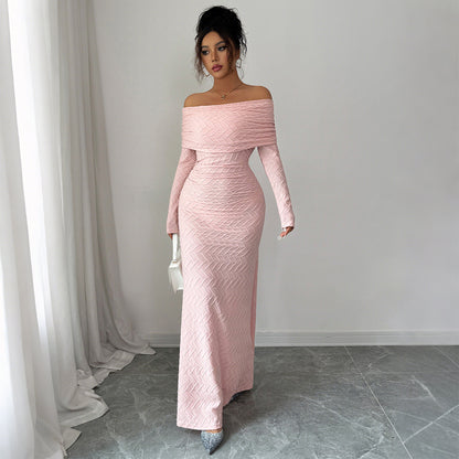 Women's Elegant Off-Shoulder Long Sleeve Dress