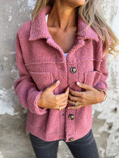 Women's Lamb Wool Lapel Warm Winter Coat