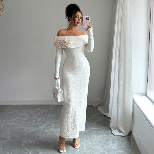 Flower Off-Shoulder Maxi Dress