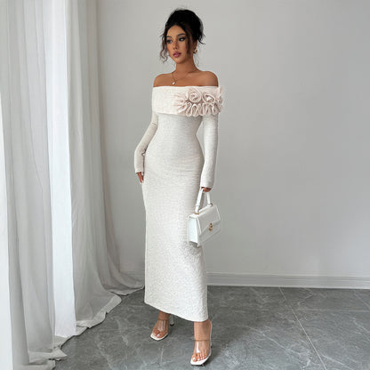 Flower Off-Shoulder Maxi Dress