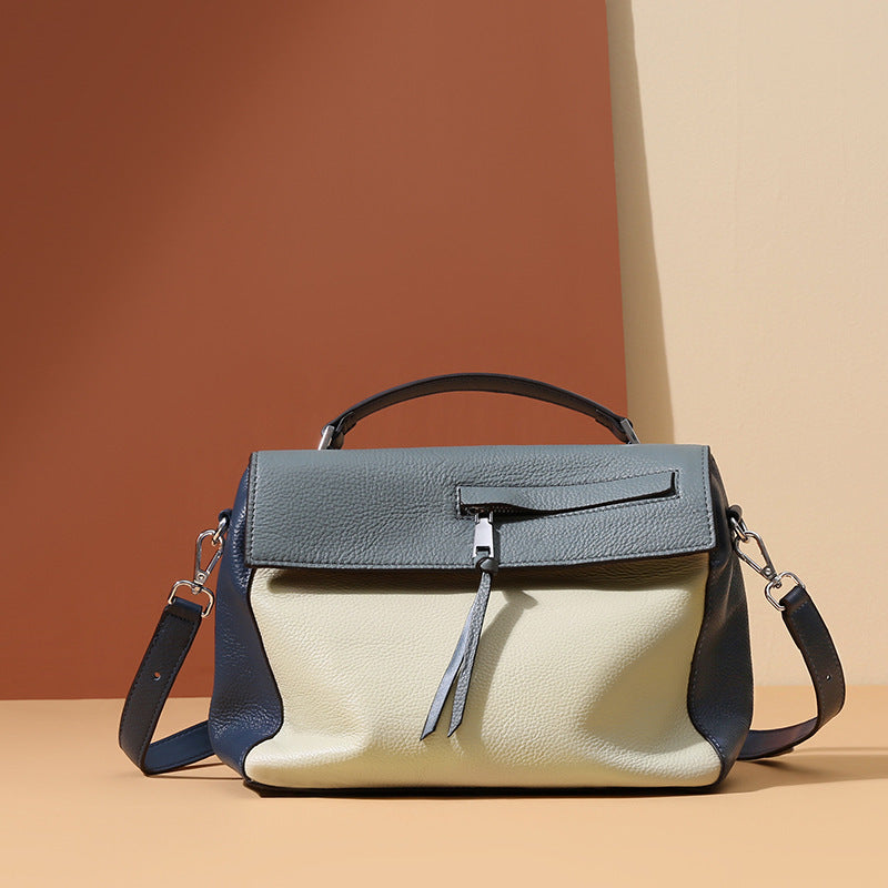 Genuine Cowhide Messenger Bag – Portable Handbag for Women