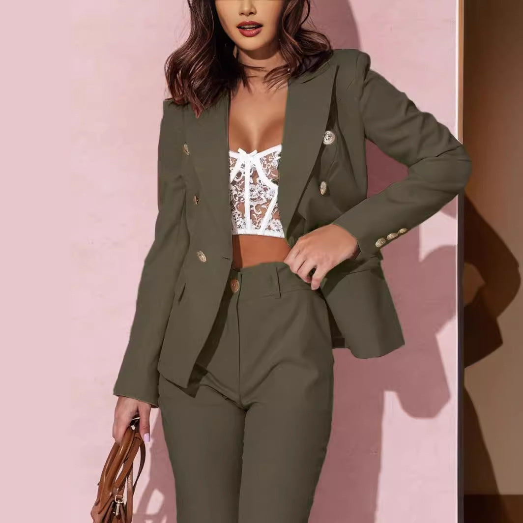 Women's Double Breasted Stand Collar Overcoat