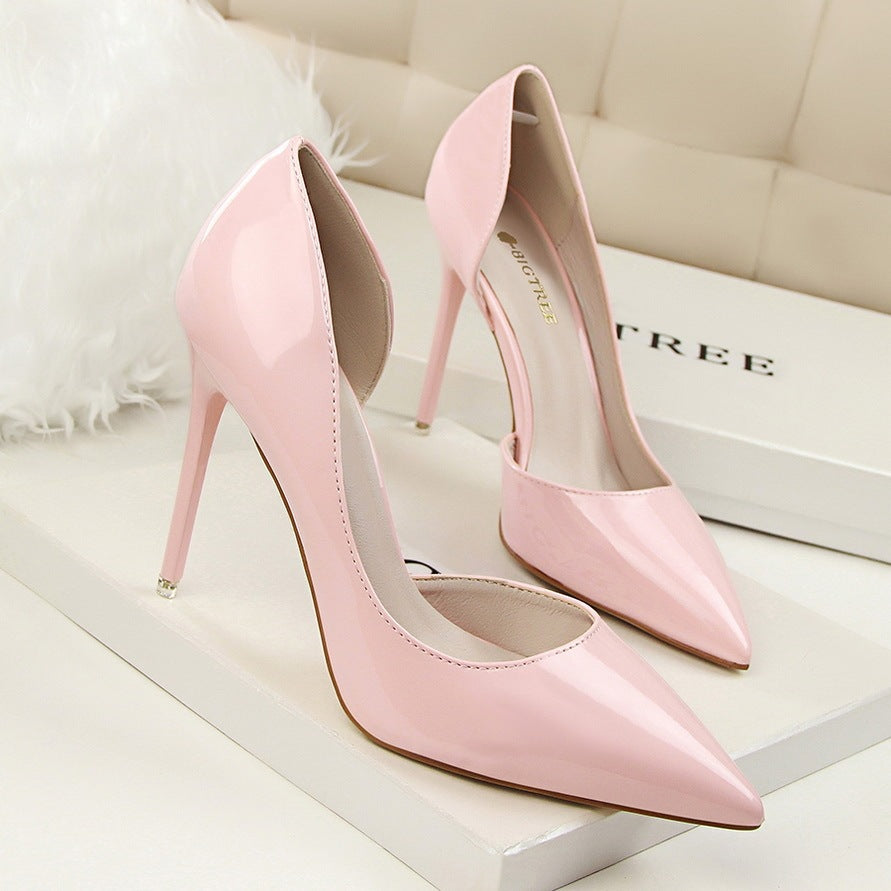 Elegant Women's Patent Leather Pointed Toe Stiletto Heels