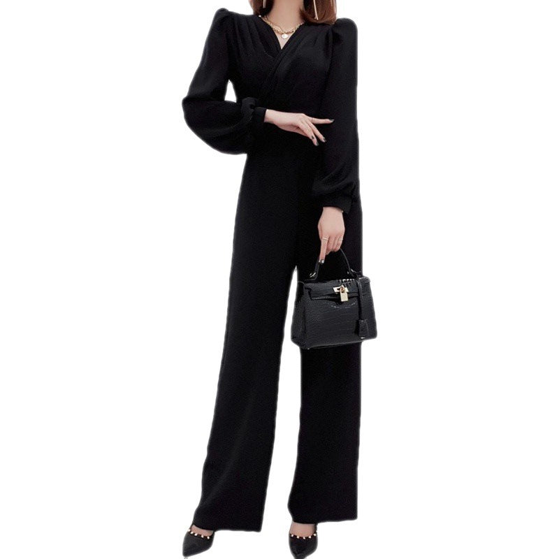 Women's V Neck Slim Fit Professional Jumpsuit