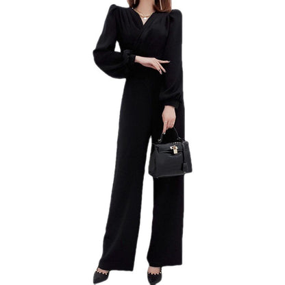 Women's V Neck Slim Fit Professional Jumpsuit