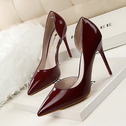Elegant Women's Patent Leather Pointed Toe Stiletto Heels