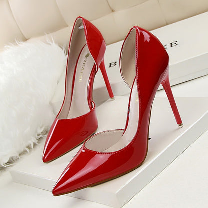 Elegant Women's Patent Leather Pointed Toe Stiletto Heels