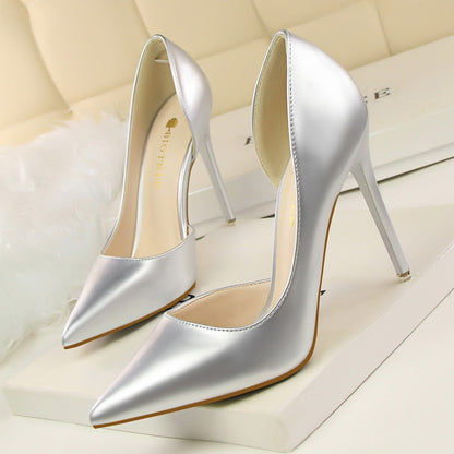 Elegant Women's Patent Leather Pointed Toe Stiletto Heels