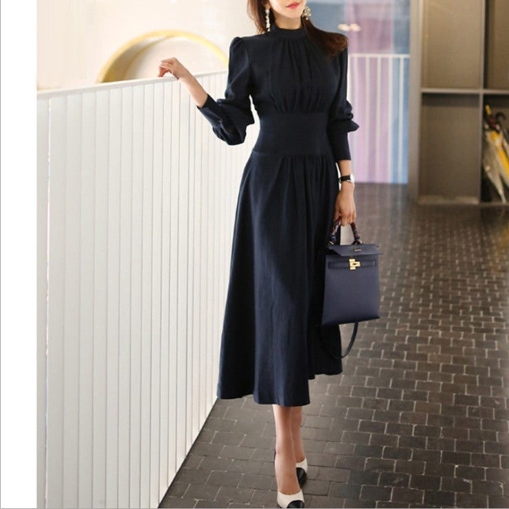 Elegant Women's Lantern Sleeve Turtleneck Dress
