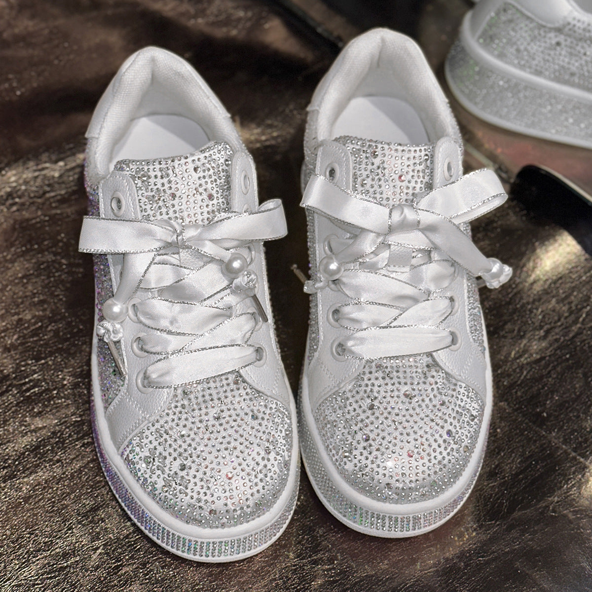 Fashionable Women's Plus Size Starry Rhinestone Sneakers