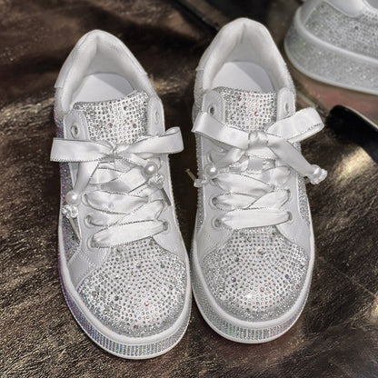 Fashionable Women's Plus Size Starry Rhinestone Sneakers