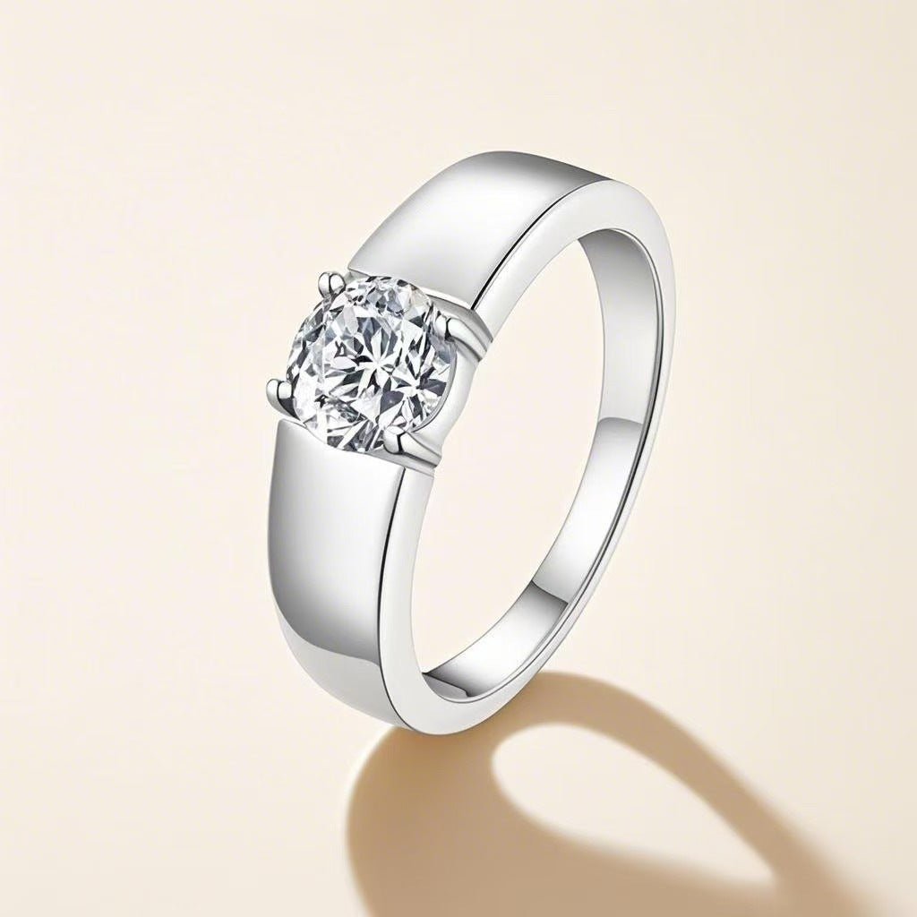 Sterling Silver Adjustable Moissanite Ring