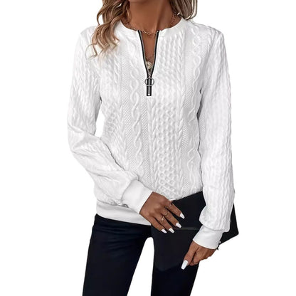 Texture Half Zip Long Sleeve Sweatshirt