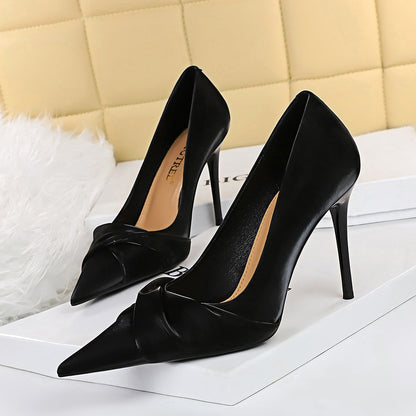 Women's  Bow High Heels-Slim Shallow Pointed Toe Pumps