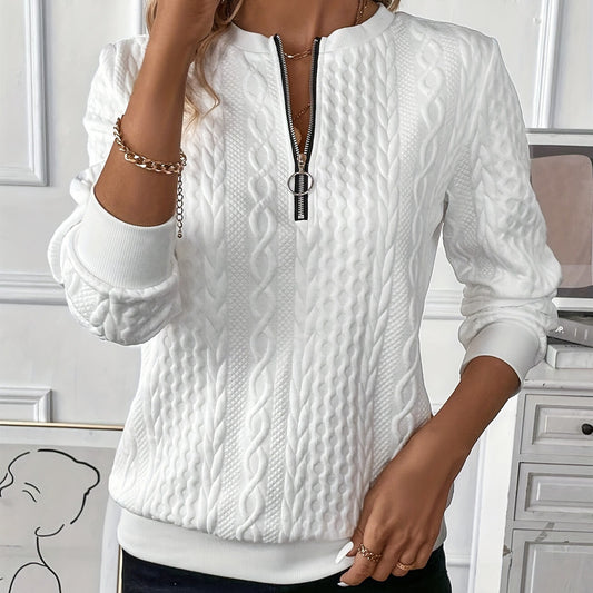 Texture Half Zip Long Sleeve Sweatshirt