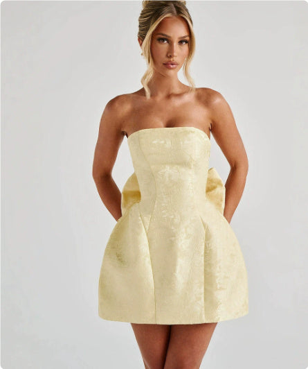 Women's Lace-Up Satin Sleeveless Mini Dress with Bow