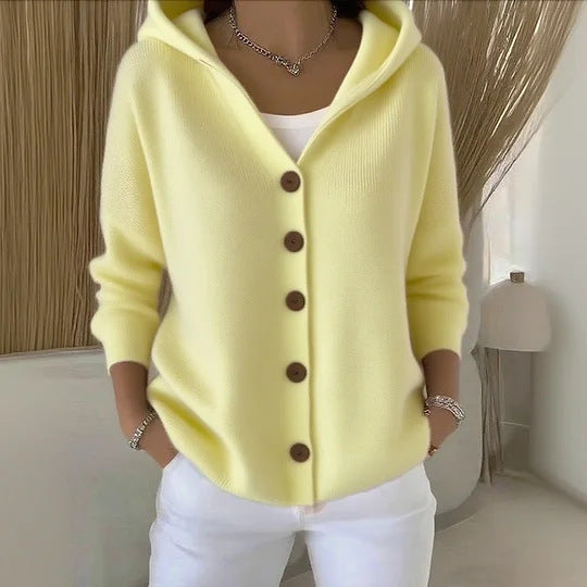 Women's Hooded Button Knitted Cardigan Sweater