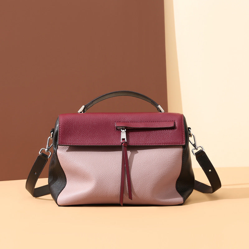 Genuine Cowhide Messenger Bag – Portable Handbag for Women