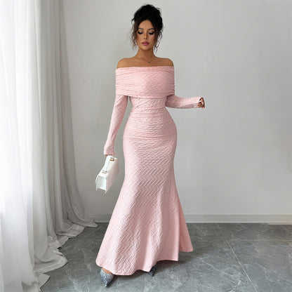 Women's Elegant Off-Shoulder Long Sleeve Dress