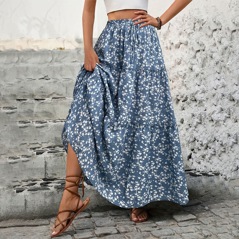 Tiered Floral Maxi Skirt