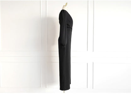 Women's V Neck Slim Fit Professional Jumpsuit