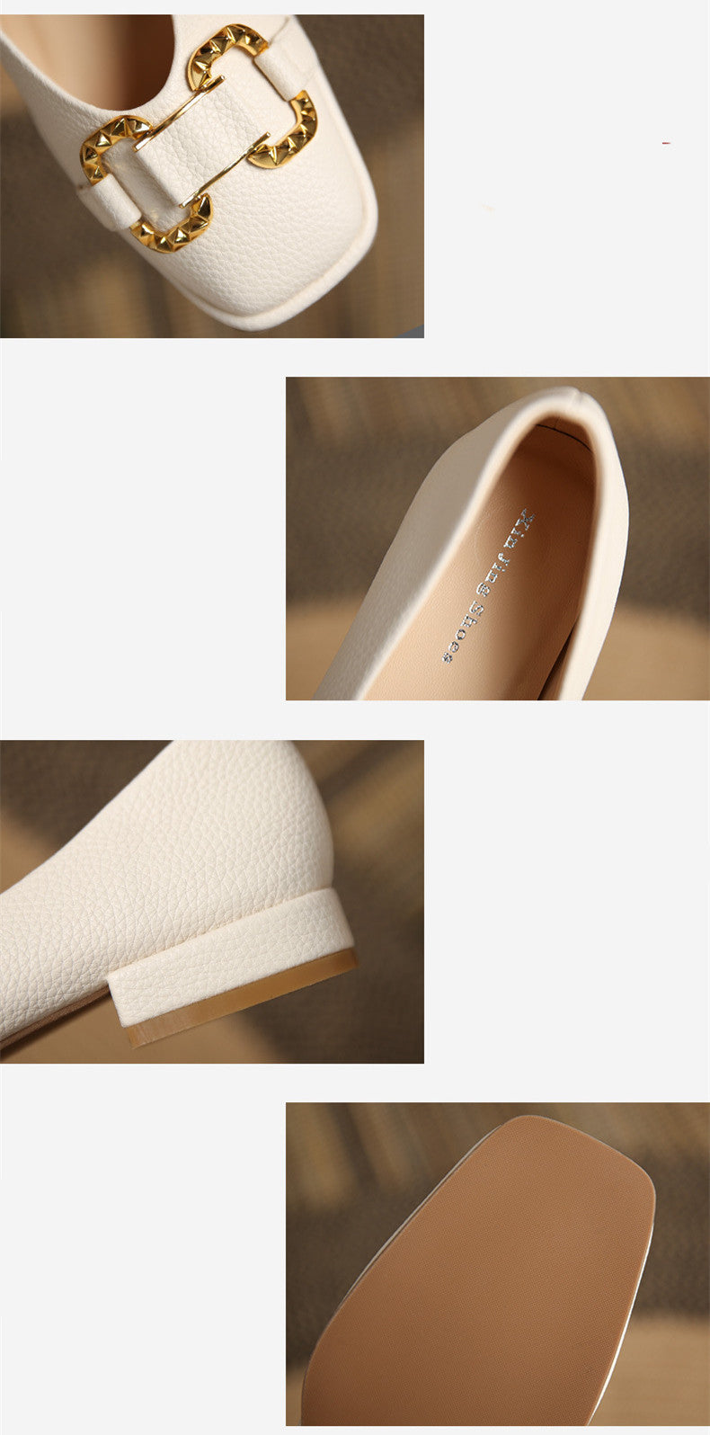 Women's Pebbled Pumps Horsebit Low Heel Shoes Elegant Flats