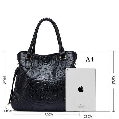 Luxury Rose Pattern Leather Purse – Elegant Handbag for Women