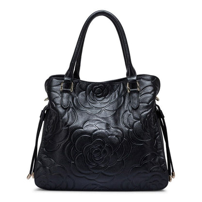Luxury Rose Pattern Leather Purse – Elegant Handbag for Women