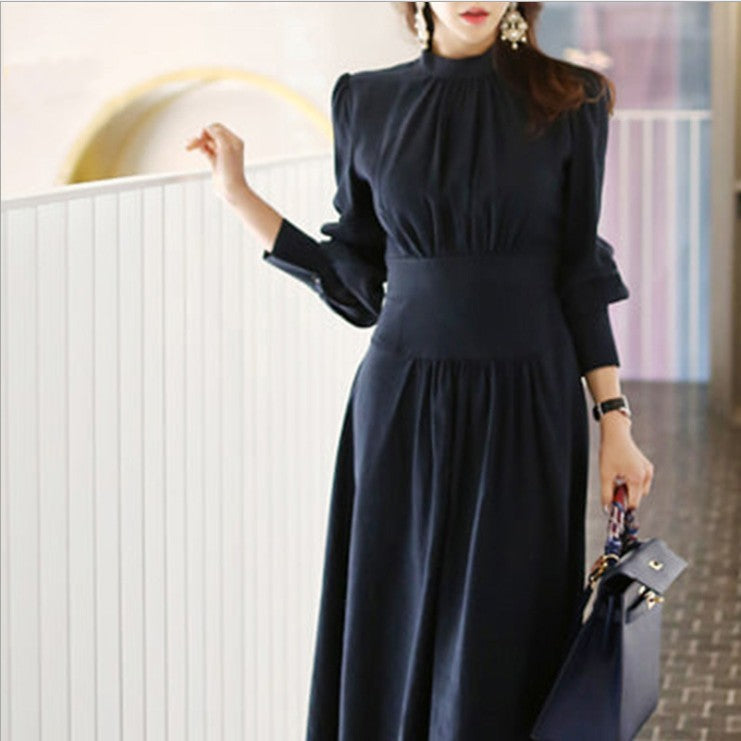 Elegant Women's Lantern Sleeve Turtleneck Dress