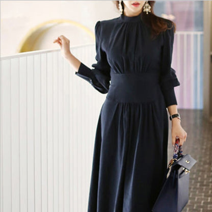 Elegant Women's Lantern Sleeve Turtleneck Dress