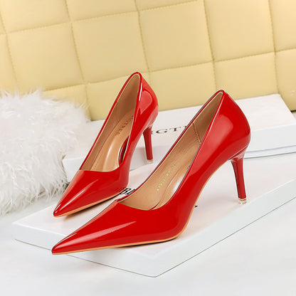 Women's Fashion Simple Stiletto Glossy Patent Leather High Heels