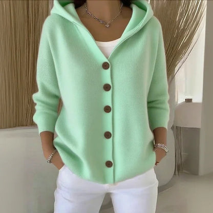 Women's Hooded Button Knitted Cardigan Sweater