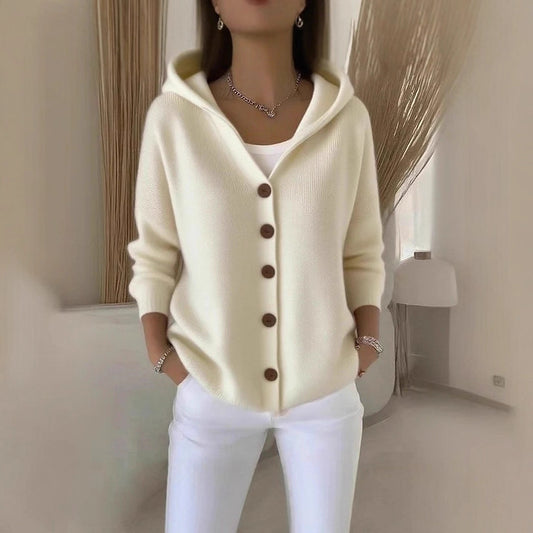 Women's Hooded Button Knitted Cardigan Sweater