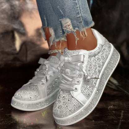 Fashionable Women's Plus Size Starry Rhinestone Sneakers