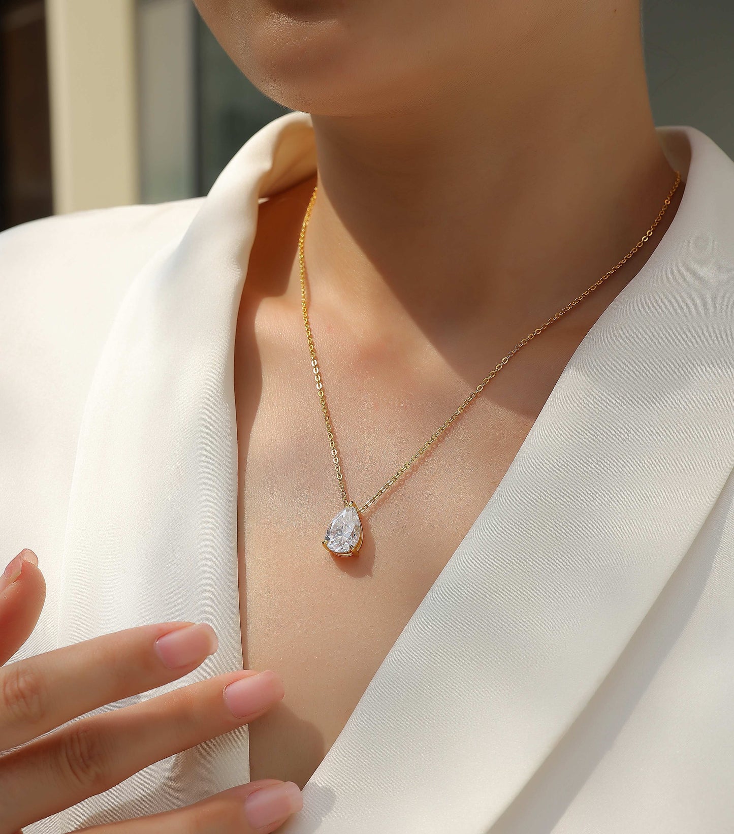 Elegant Moissanite Diamond Necklace S925 Silver Gold Plated