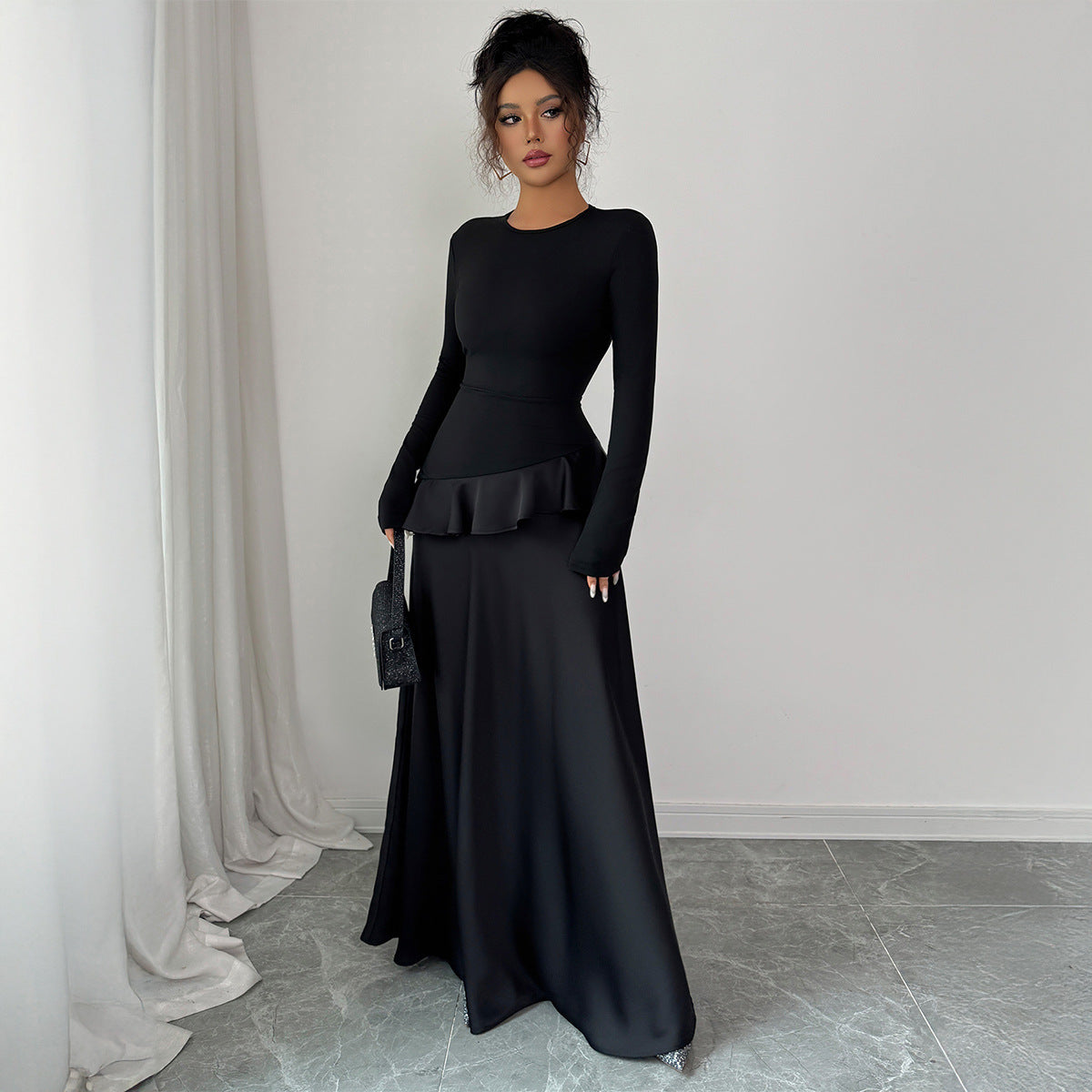 Women's Elegant European and American Style Long Sleeve Lace Top