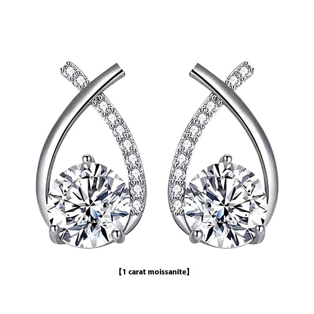 Moissanite Sterling Silver Fishtail Cross Earrings for Women