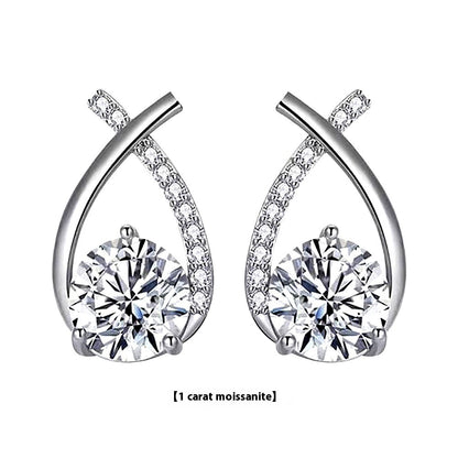 Moissanite Sterling Silver Fishtail Cross Earrings for Women