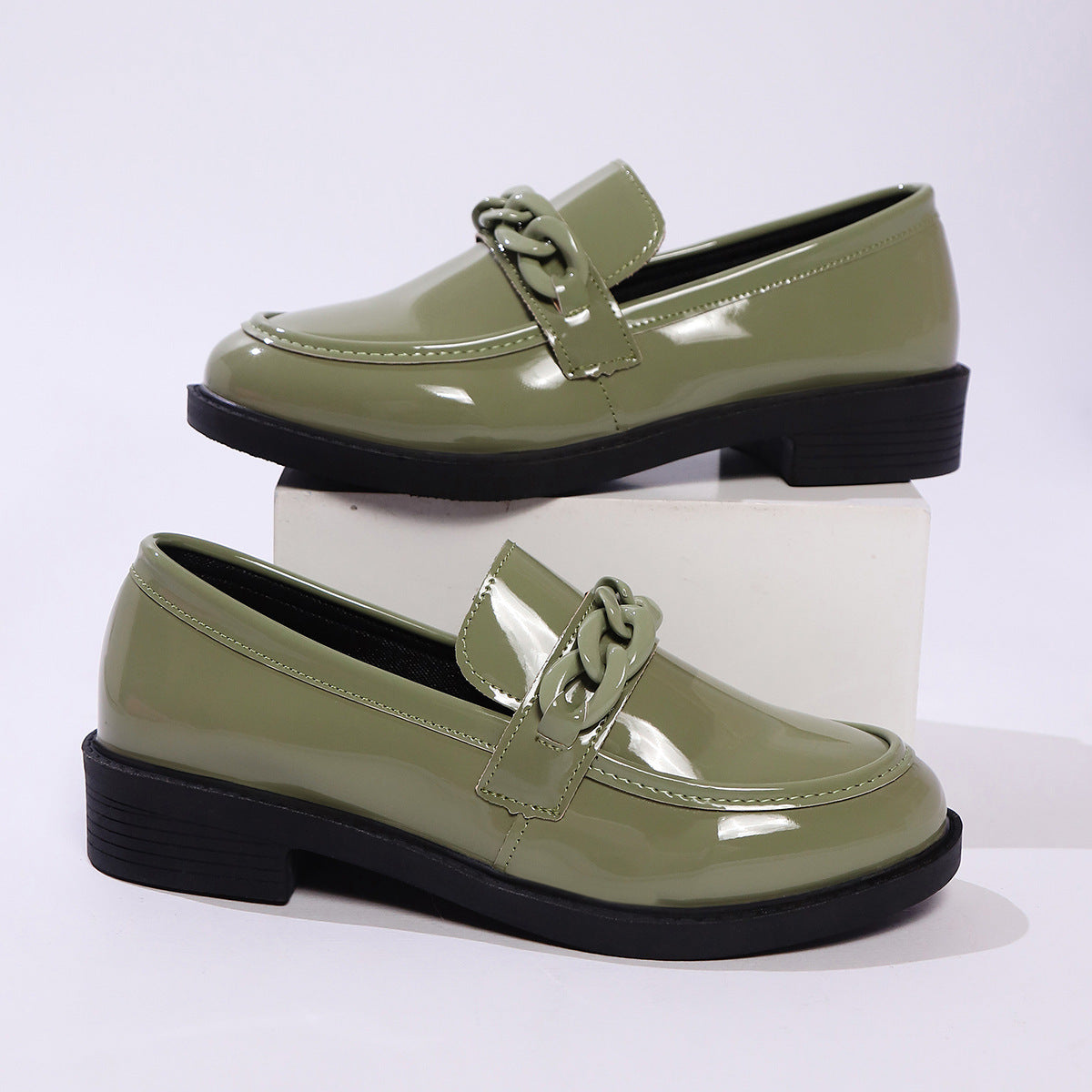 Stylish Women's Low Heel Leather Loafers