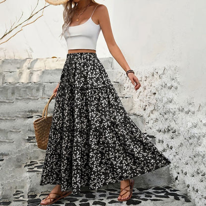 Tiered Floral Maxi Skirt