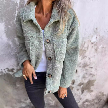 Women's Lamb Wool Lapel Warm Winter Coat
