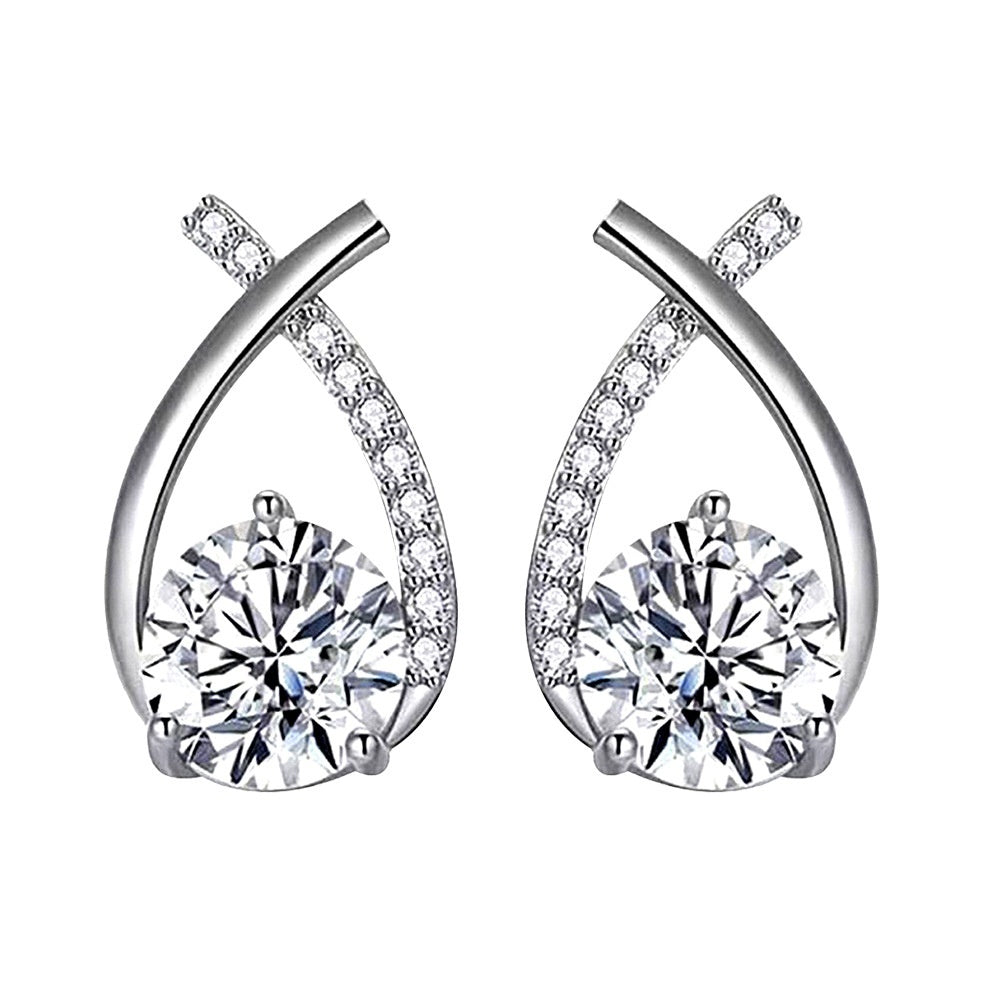 Moissanite Sterling Silver Fishtail Cross Earrings for Women