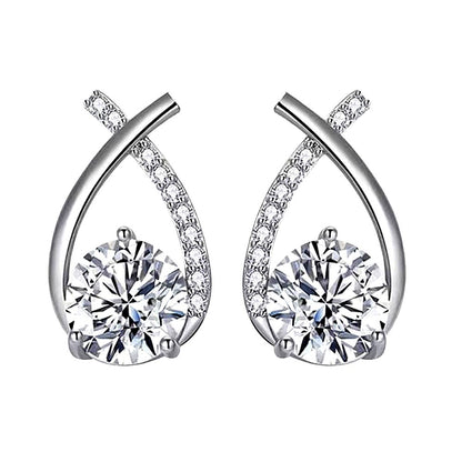 Moissanite Sterling Silver Fishtail Cross Earrings for Women