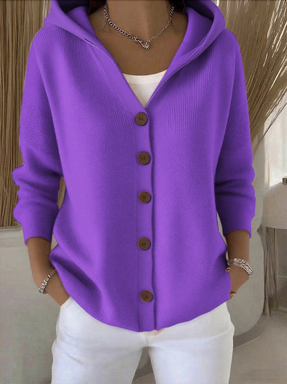 Women's Hooded Button Knitted Cardigan Sweater