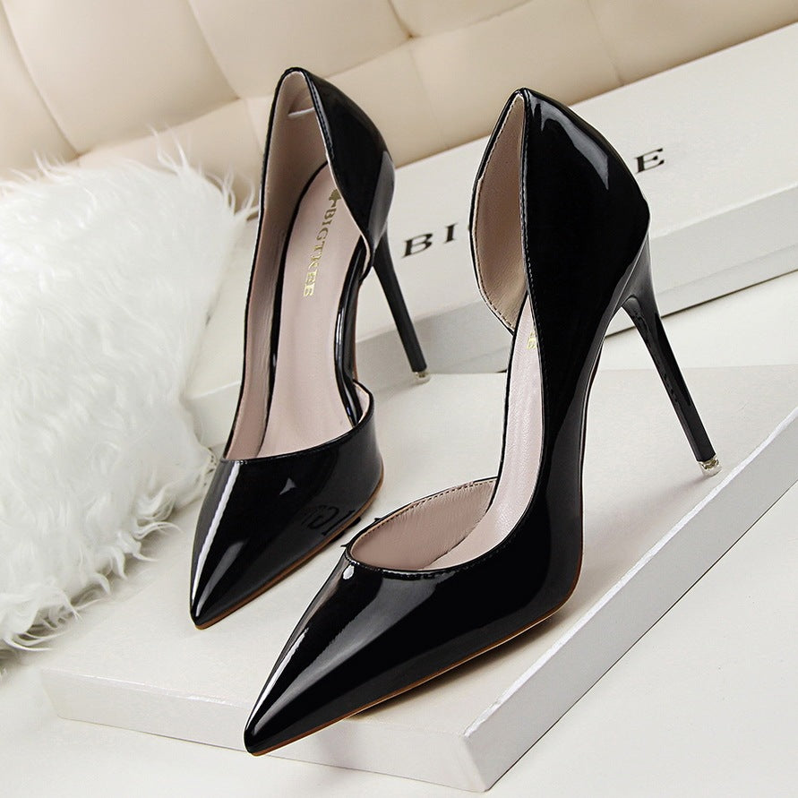 Elegant Women's Patent Leather Pointed Toe Stiletto Heels