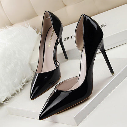 Elegant Women's Patent Leather Pointed Toe Stiletto Heels